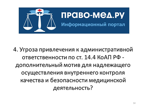 Угроза привлечения к административной ответственности по ст. 14.4 КОАП РФ